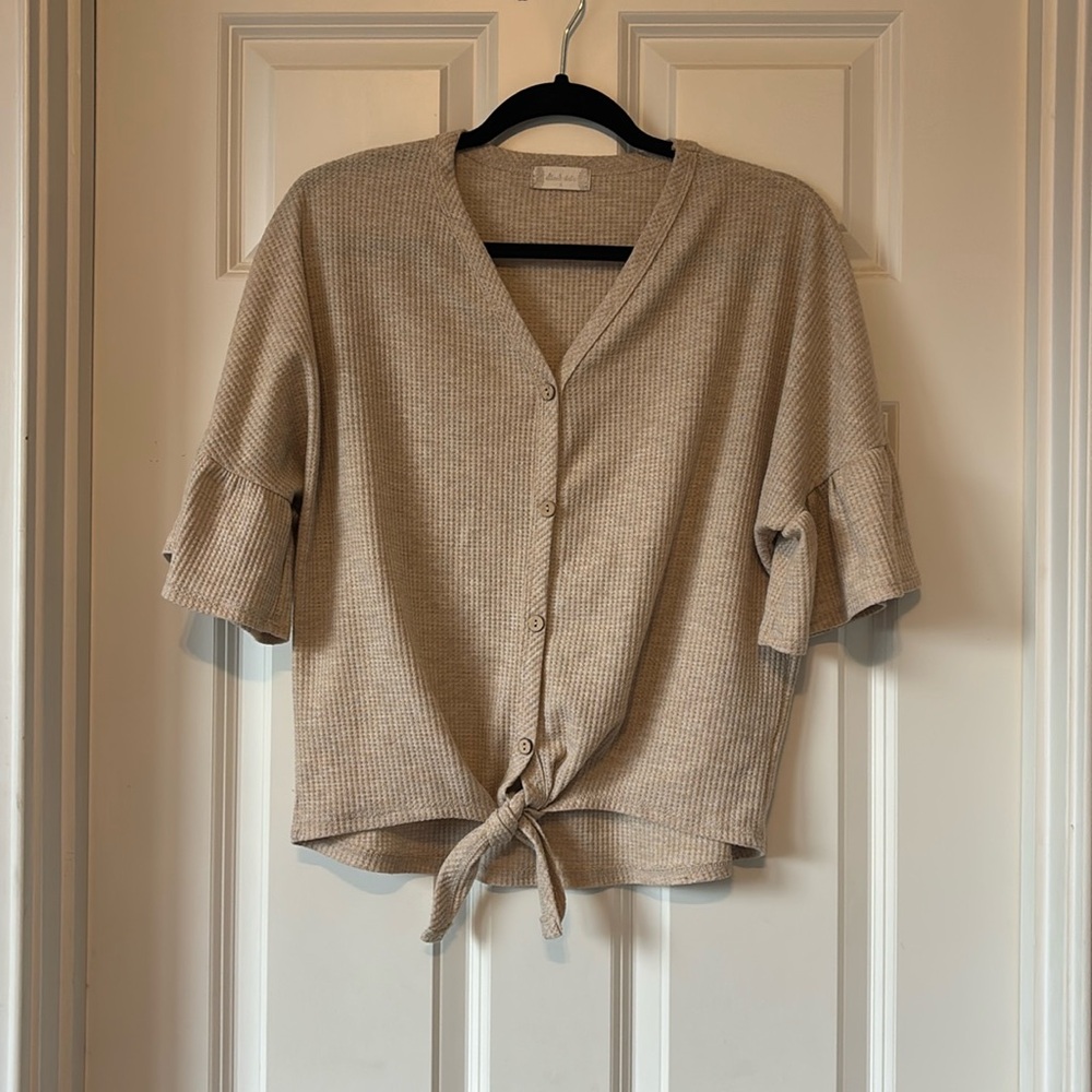 Cream waffle knit top from altar’d state.